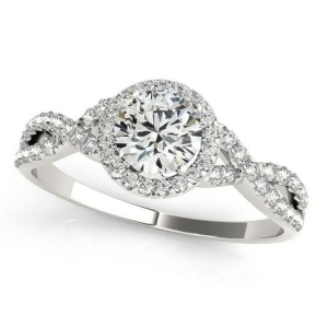 Twisted Round Moissanite Engagement Ring Platinum 1.00ct - All