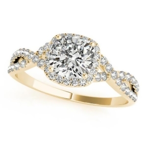 Twisted Cushion Moissanite Engagement Ring 18k Yellow Gold 0.50ct - All