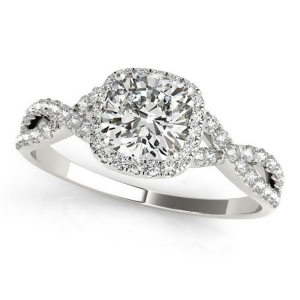 Twisted Cushion Moissanite Engagement Ring 18k White Gold 1.50ct - All