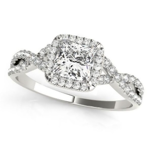 Twisted Princess Moissanite Engagement Ring 18k White Gold 1.50ct - All