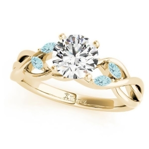 Twisted Round Aquamarines and Moissanite Engagement Ring 18k Yellow Gold 1.50ct - All