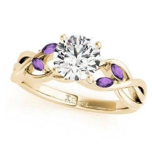 Twisted Round Amethysts and Moissanite Engagement Ring 18k Yellow Gold 1.50ct - All