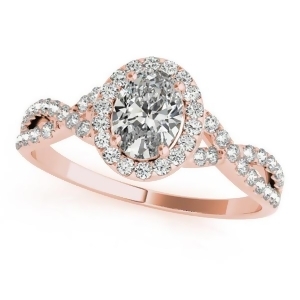Twisted Oval Moissanite Engagement Ring 14k Rose Gold 2.00ct - All