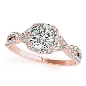Twisted Cushion Moissanite Engagement Ring 14k Rose Gold 0.50ct - All