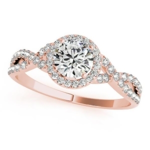 Twisted Round Moissanite Engagement Ring 14k Rose Gold 1.50ct - All