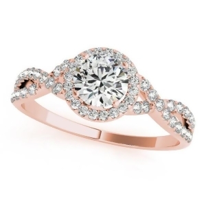 Twisted Round Moissanite Engagement Ring 14k Rose Gold 1.00ct - All