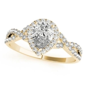 Twisted Pear Moissanite Engagement Ring 14k Yellow Gold 0.50ct - All