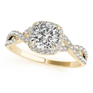 Twisted Cushion Moissanite Engagement Ring 14k Yellow Gold 1.50ct - All