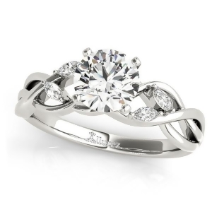 Twisted Round Diamonds and Moissanite Engagement Ring 14k White Gold 1.00ct - All