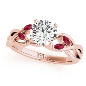 Twisted Round Rubies and Moissanite Engagement Ring 14k Rose Gold 1.50ct - All