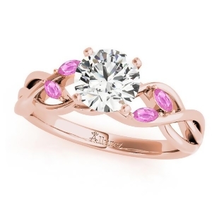 Twisted Round Pink Sapphires and Moissanite Engagement Ring 14k Rose Gold 1.50ct - All