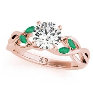 Twisted Round Emeralds and Moissanite Engagement Ring 14k Rose Gold 1.50ct - All