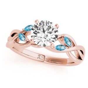 Twisted Round Blue Topazes and Moissanite Engagement Ring 14k Rose Gold 1.50ct - All