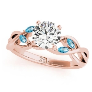 Twisted Round Blue Topazes and Moissanite Engagement Ring 14k Rose Gold 1.00ct - All