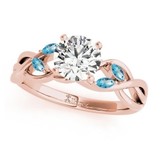 Twisted Round Blue Topazes and Moissanite Engagement Ring 14k Rose Gold 0.50ct - All