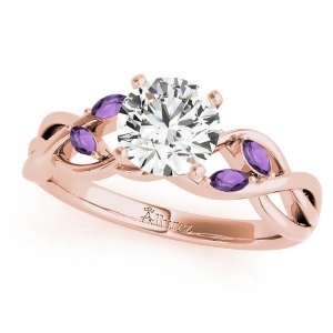 Twisted Round Amethysts and Moissanite Engagement Ring 14k Rose Gold 1.50ct - All