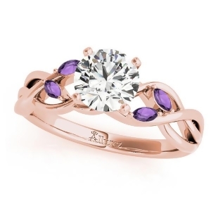 Twisted Round Amethysts and Moissanite Engagement Ring 14k Rose Gold 1.00ct - All