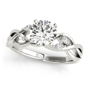Twisted Round Diamonds and Moissanite Engagement Ring 18k White Gold 1.00ct - All