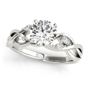 Twisted Round Diamonds and Moissanite Engagement Ring 18k White Gold 0.50ct - All