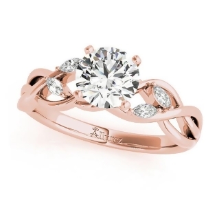 Twisted Round Diamonds and Moissanite Engagement Ring 14k Rose Gold 0.50ct - All