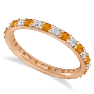 Diamond and Citrine Eternity Wedding Band 14k Rose Gold 0.87ct - All