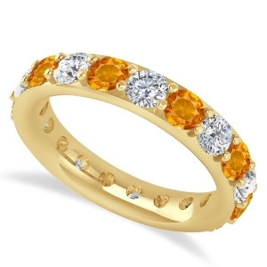 Diamond and Citrine Eternity Wedding Band 14k Yellow Gold 2.85ct - All