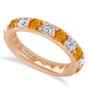 Diamond and Citrine Eternity Wedding Band 14k Rose Gold 2.85ct - All