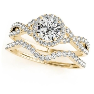 Twisted Round Moissanite Bridal Sets 18k Yellow Gold 0.57ct - All