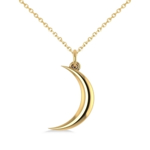 Crescent Moon Pendant Necklace 14K Yellow Gold - All