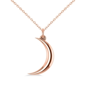 Crescent Moon Pendant Necklace 14K Rose Gold - All