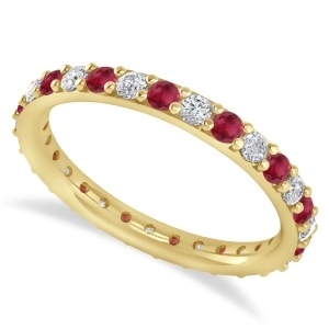 Diamond and Ruby Eternity Wedding Band 14k Yellow Gold 0.87ct - All