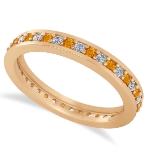 Diamond and Citrine Eternity Wedding Band 14k Rose Gold 0.59ct - All