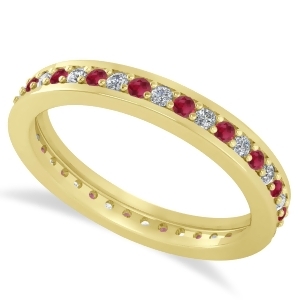 Diamond and Ruby Eternity Wedding Band 14k Yellow Gold 0.59ct - All