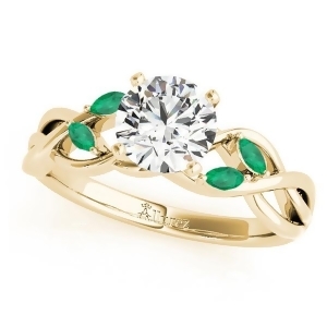 Twisted Round Emeralds and Moissanite Engagement Ring 14k Yellow Gold 1.50ct - All
