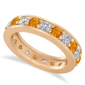 Diamond and Citrine Eternity Wedding Band 14k Rose Gold 2.10ct - All