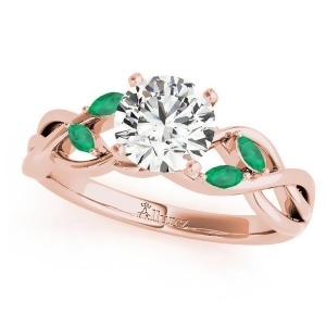 Twisted Round Emeralds and Moissanite Engagement Ring 18k Rose Gold 1.50ct - All