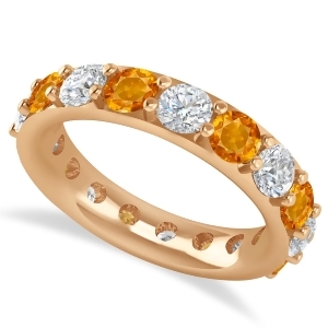 Diamond and Citrine Eternity Wedding Band 14k Rose Gold 4.20ct - All