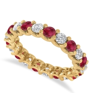 Diamond and Ruby Eternity Wedding Band 14k Yellow Gold 2.10ct - All