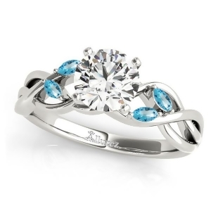 Twisted Round Blue Topazes and Moissanite Engagement Ring 14k White Gold 1.00ct - All