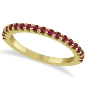 Ruby Stone Wedding Band Pave Set on 14K Yellow Gold Setting 0.38ct - All