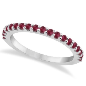 Ruby Stone Wedding Band Pave Set on 14K White Gold Setting 0.38ct - All