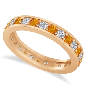 Diamond and Citrine Eternity Wedding Band 14k Rose Gold 1.08ct - All