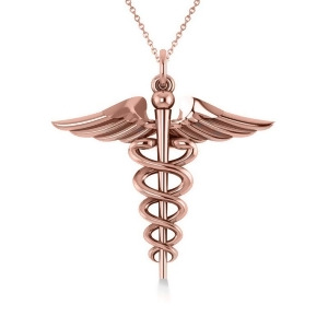Caduceus Medical Symbol Pendant 14k Rose Gold - All