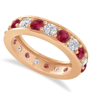 Diamond and Ruby Eternity Wedding Band 14k Rose Gold 2.85ct - All