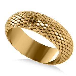 Snakeskin Textured Infinity Wedding Band 18k Yellow Gold - All