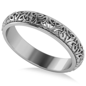 Celtic Knot Infinity Wedding Band Ring 18k White Gold - All