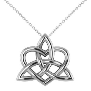 Celtic Trinity Knot Heart Pendant Necklace 14K White Gold - All