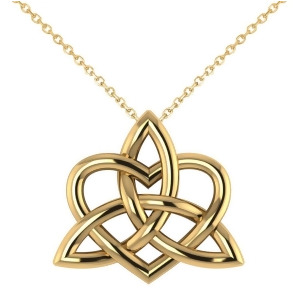 Celtic Trinity Knot Heart Pendant Necklace 14K Yellow Gold - All