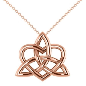 Celtic Trinity Knot Heart Pendant Necklace 14K Rose Gold - All