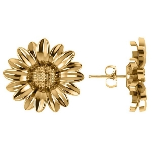 Multilayered Daisy Flower Stud Earrings 14K Yellow Gold - All